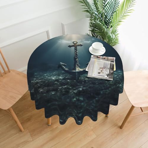 QAZWZML R&e dekorative Tischdecke mit Anker-Motiv, r&, Picknickdecke, 152,4 cm, geeignet für Familienessen, Picknicks
