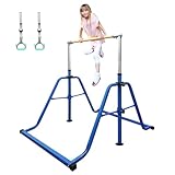 YANGG Foldable Gymnastics Kip Bar for Kids,3'to 5' Adjustable Height Horizontal Bar,Home Gym Equipment for Home Training (Without MAT, Blue)