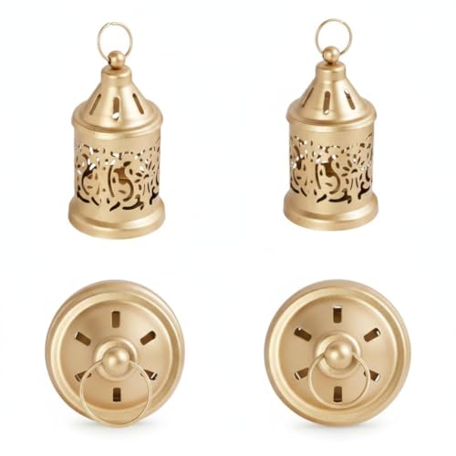 Image of Nucast Decor Metal Tealight Candle Holder Lantern, Gold, Set of 6