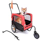Pet Stroller and Bicycle Trailer, Collapsible Dog Cart with Safety Flag. Strollers for Small Dogs. D