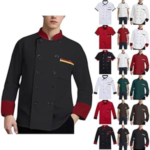 Kochjacken Herren Damen Personalisiertes, Bestickte Personalized Name Profi Koch Kostüm Restaurant Hotel Cafe Arbeitskleidung Unifor Leichte Atmungsaktiv Kochmäntel Kochbekleidung(#A Black)