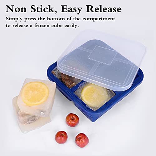 Kinggrand Kitchen 1 Cup Silicone Freezer Molds 2 Pack Silicone Freezer Tray with Lid Make 8 Perfect 1-Cup Portions - Easy Release Molds for Food Storage & Freeze Soup, Broth, Stew or Sauce - Thumbnail 3