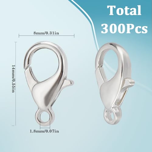 SOFPLATE 300Pcs Lobster Claw Clasps Bulk Lobster Clips Small Alloy Silver Trigger Fasteners Hook Link Clip Findings for jewellery Making DIY Bracelet Necklace Findings Making Accessories Supplies - Image 2