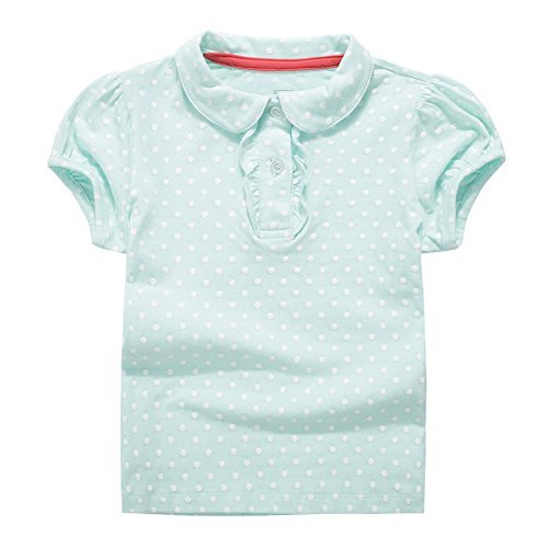 Unacoo Toddler Girls Pure Cotton Short Sleeves Polo Shirt With Picot Collar (6/7T, Green) #TOP16