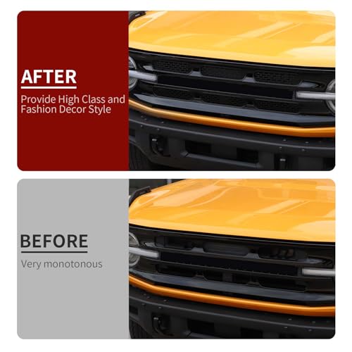 Image of Linskip Oval Grille Inserts Fit for 2021-2025 Ford Bronco, Front Mesh Grille Cover for Bronco Exterior Accessories, Enhancing Vehicle Front Appearance(matt black)