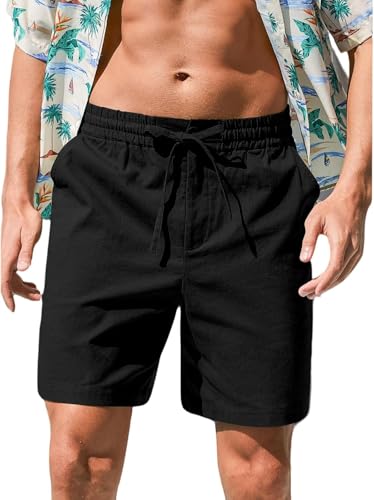 Image of Vogaan Men's Cotton Linen Shorts | Comfortable Breathable Casual Summer Shorts for Men