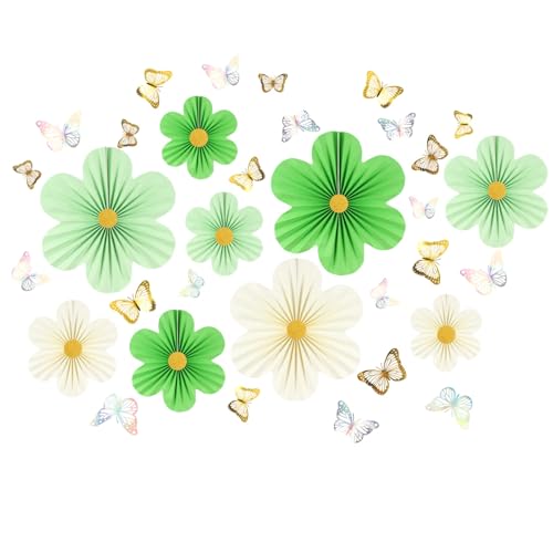 Mariage sans stress : lot de 9 décorations en papier vert prêtes à poser