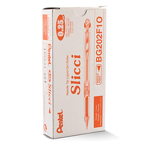 Stylo roller Pentel Arts Slicci BG202-F1 boîte de 12 stylos gel orange extra fin 0.25mm