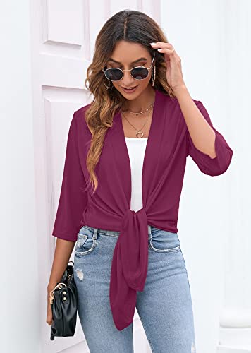 Image of Heymoments Women's Lightweight Open Front Cardigans 3 /4 Sleeve Casual Soft Drape Fall Cardigan S-2XL