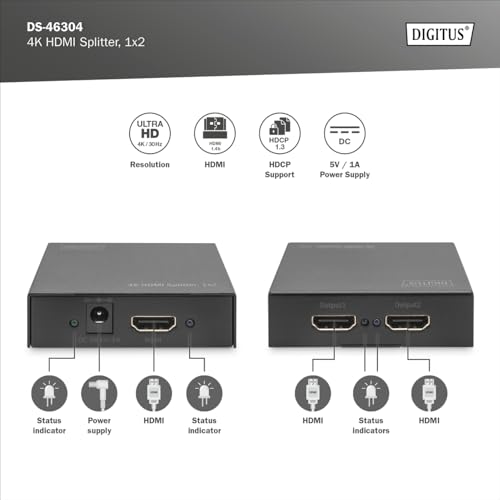 Divisor HDMI 1x2 UHD 4K DIGITUS con protección HDCP 1.3 2