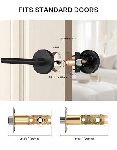 Image of Lethato Matte Black Passage Door Handles, Closet Door Handles Black,Matte Black Dummy Closet Handle, Black Door Handle Passage for Closet /Hallway(2 Packs)