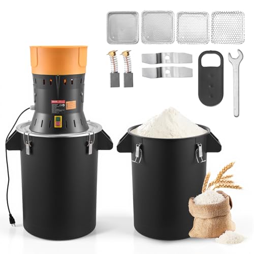 VEVOR Moulin à Grain Électrique Capacité 53 L, Broyeur à Épices 600 W Haute Puissance, pour Moudre Rapidement Grains Secs Céréales Café Maïs Poivre, Moulin à Farine avec Lames Galvanisées Tranchantes