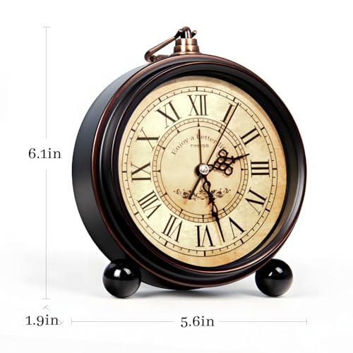 6-Inch Silent Roman Numeral Desk Clock