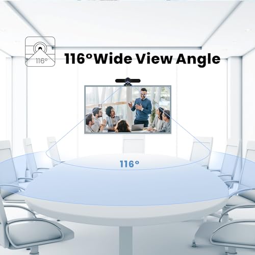 TONGVEO 4K Webcam Conference Call TV Room Web Camera with Dual Microphones &Speaker, | All-in-One USB Video Camera, 116° Wide Angle, AI Auto Framing | Compatible with MS Teams, Zoom, OBS