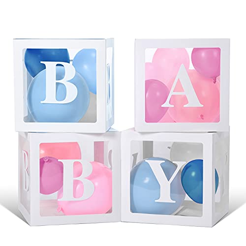 Set of 65 pieces Baby Box Decorations for Baby Shower - Use these Baby Boxes for Baby Shower as Baby Shower Decorations For Gender Reveal Party, Contains Baby Shower Blocks, Baby Boxes with Letters for Baby Shower and Baby Blocks for Baby Shower
