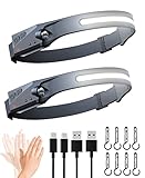 Sunity Linterna Led Recargable 2 Piezas,Linterna Frontal Led Recargable USB Luz Frontal Cabeza, Headlamp Gobeam 230 Led Headlight Manos Libres Lampara Frontales Faro Camping Pesca Ciclismo, Running