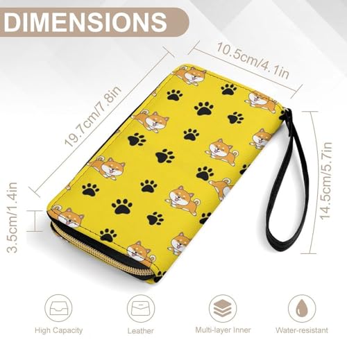 Women’s Wallet Cute Shiba Inu Glasses Dog Card Holder Case Coin Purse Zip Clutch Wallets Travel Long Purse Wristlet Leather Wallet2