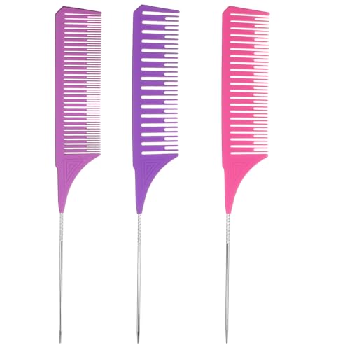 HJZHII Peine de mechas de 3 tamaños, peine de peinado, peine para mujer, peine para peluquería, peluquería para peluquería, mechas de color, juego de polvos de coloración, peine de tinte profesional
