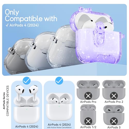 Image of for AirPods 4 Case 2024 with Lock,Glitter Purple