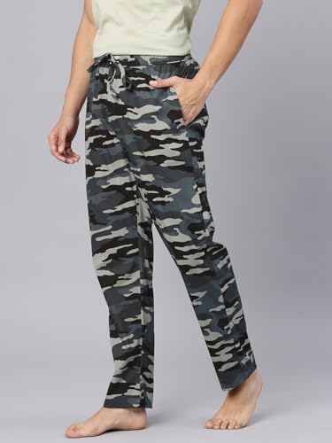 Image of Majestic Man Men's Printed Pure Cotton Lounge Pyjama | Comfort Fit | Elastic Waist with Drawstring | 3 Pockets | Button Closure