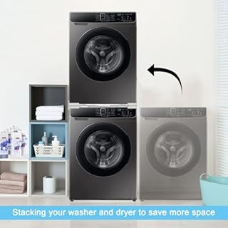 Kiss Core Washer Dryer Stacking Kit 29 inch, Universal Washer and Dryer Stacking Kit with Pull Out Drying Rack, Adjustable 29"/28"/27"/26"/25"/24" Stacking Kit with Ratchet Strap