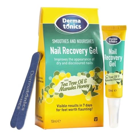 Dermatonics Nail Recovery Gel | Smoothes and Nourishes, Improves the Appearance of Dry and Discolored Nails | With Tea Tree Oil and Manuka Honey | 0.34Oz. Cover