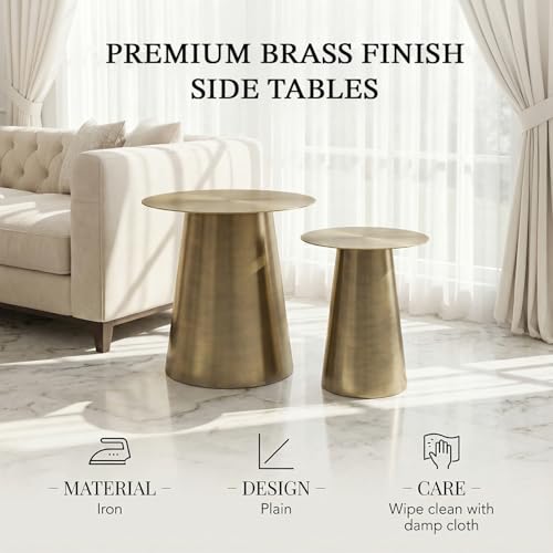 Image of Wakefit Modern Metal Side Table | Coffee End Tables for Living Room & Bedroom | Round Accent Tables with Iron Frame | Modern Space Saving Decor | Premium Multipurpose Nightstand |
