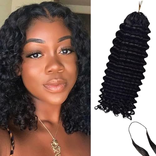 Extensiones de Cabello Humano Sin Nudos con Ondas Profundas Pre-separadas para Trenzar Extensiones de Cabello Rizado para Mujeres Negras 14 Pulgadas 100 g