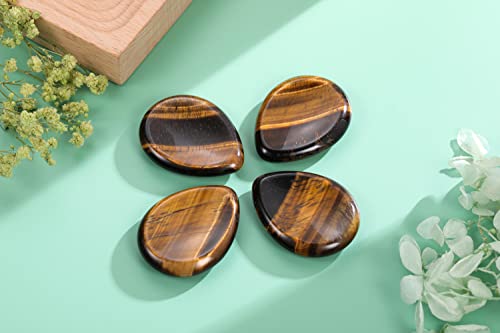 CrystalTears Tiger's Eye Thumb Worry Stone Healing Crystal Pocket Palm Stone Worry Stones for Anxiety Stress Relief