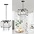 YITAHOME Crystal Square Chandeliers, Modern Adjustable Island Pendant Light Fixtures for Dining Room, Kitchen, Living Room, Entryway, UL Listed, Black