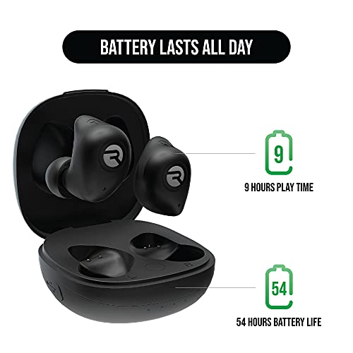 Image of Raycon Fitness Earbuds True Wireless Bluetooth with Built in Mic 54 Hours of Battery IPX7 Waterproof and Charging Case with Talk, Text, and Play Bluetooth 5.2 Portable Sport (Carbon Black)