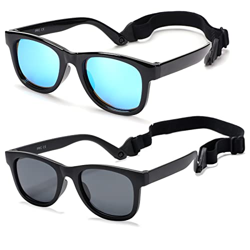 Image of COASION Bendable Flexible Polarized Newborn Baby Sunglasses with Strap for Infant Boys Girls Age 0-12 Months CA8042