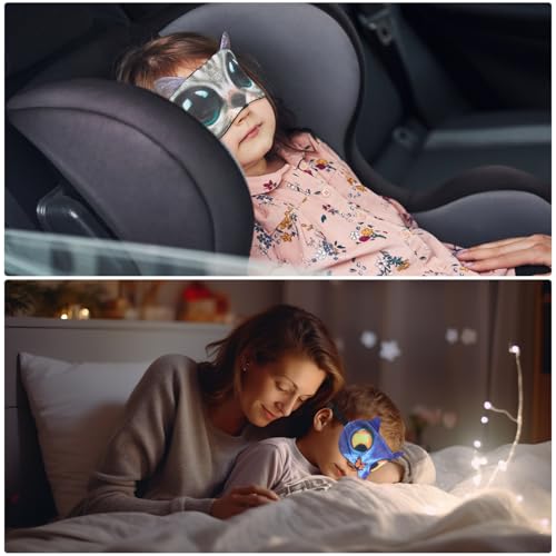 Dimeho Lot de 4 masques de sommeil amusants en forme d'animal mignon doux et réglable pour le sommeil des yeux de voyage pour homme et femme Motif chat et chien – vue 6