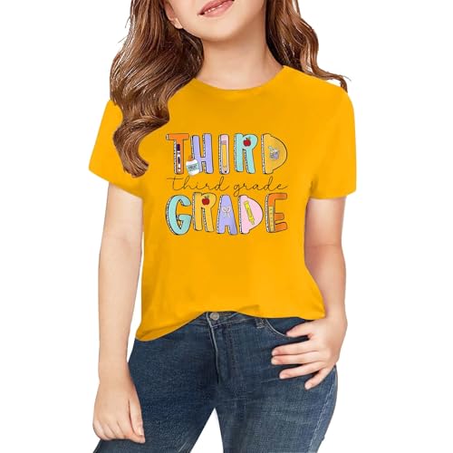 Girls First Day of Second Grade Shirt Boys Back to School Clothes Kids Classic Short Sleeve Crewneck T-Shirt Tops