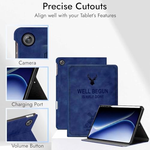 Image of ProElite Case Cover for Oppo Pad 5 12.1 inch Case, Deer Flip case Cover for Oppo Pad 5 12.1 inch Case with Pen Holder [Auto Sleep Wake Feature], Dark Blue