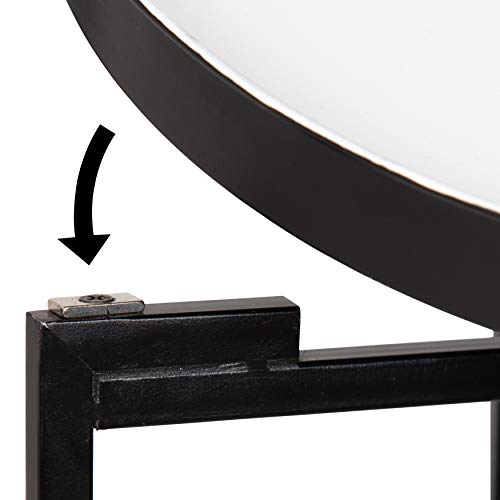 Image of Kate and Laurel Celia Round Foldable Tray Accent Table, 14 inch x 14 inch x 25.75 inch, White and Black, Modern Minimalist Design and Detachable Magnetic Tabletop