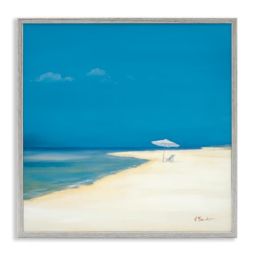 Coastal Beach Shoreline Summer Landscape, 17 x 17 Inch Framed Giclée Print