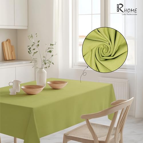 Image of R home 100% Cotton Solid Table Cover | 200 GSM Thick Fabric, Anti-Skid | Machine Washable & Reusable | Ideal for Dining Table & Centre Table, Easy Maintenance (Parrot Green, 56 x 72 Inch)