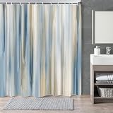 LKFBSC Abstract Modern Shower Curtain, Blue Grey Tan Brown, Polyester Fabric Shower Curtain Set for Bathroom,Contemporary Bath Curtain with Hooks 72x72