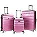 Rockland Melbourne Hardside Expandable Spinner Wheel Luggage, Pink, 3-Piece Set (20/24/28)