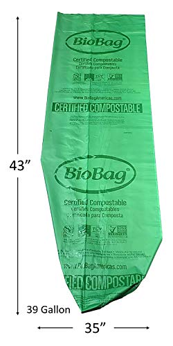 Biobag (Usa) The Original Compostable Bag, 39 Gallon, 120 Count, 100% Certified Compostable Trash Bag Liners For Food Waste, Extra Strong And Durable, Trash Bag #TOP4