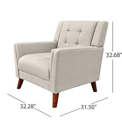 Christopher Knight Home Evelyn Mid Century Modern Fabric Arm Chair, Beige & Walnut 41KmIfjR2FL. SS400