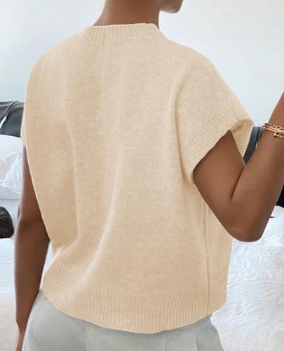 Women Casual Sweater Vest Summer Cap Sleeve Ribbed Pullover Tank Tops Trendy Floral Knitwear Cute Outfits2