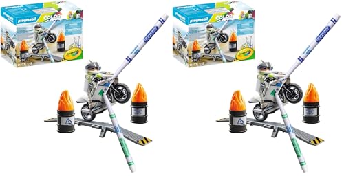 PLAYMOBIL Color 71377 Moto, diseño Creativo de vehículos con bolígrafos y Accesorios solubles en Agua para Realizar Acrobacias sorprendentes, Juguetes para niños a Partir de 5 años (Paquete de 2)
