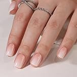 Findigit Square Ombre Press On Nails Short - Soft Gel Press On Nails with Nail Glue,Supremely Fit Natural Reusable Stick On Nails in 16 Sizes - 32 Fake Nails Kit,Cream Ombre