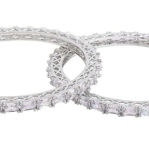 American Diamond Silver Tone Bangles for Women, Girls