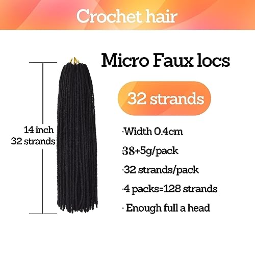 Freeshow Micro Faux Locs Crochet Hair 14Inch 4 Packs Sister Locs Crochet Hair Diy Braids Straight Styles For Black Women/Men Color 1B (14" 4Packs, 1B#) #TOP1