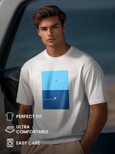 Image of Nobero Men's Regular Graphic Printed T-Shirt for Men | Soft Cotton | Classic Fit | Printed Casual Tshirt for Men