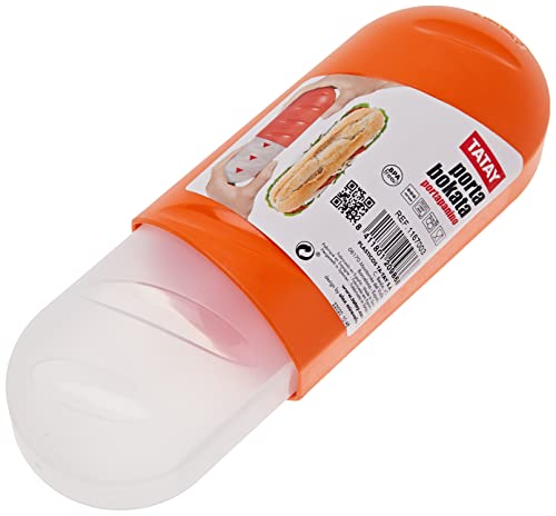 Tatay Porta Bocadillos y Alimentos, Extensible, Libre de BPA, Reutilizables, Apto Lavavajillas y Microondas, Congelacion hasta -40º, 1 Unidad, Color Naranja, Medidas 7.7 x 6.7 x 18 - 25 cm