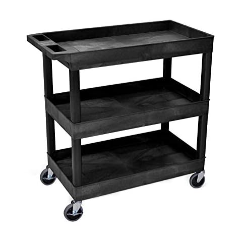 Luxor EC111-B Tub Storage Cart 3 Shelves Cover